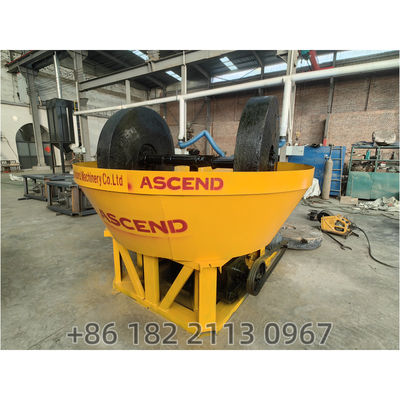 Wear Resistant Wet Pan Mills 1200 Model 8 Bags Per Hour For Gold Powder Making With Two Cast Steel Rollers In Mining