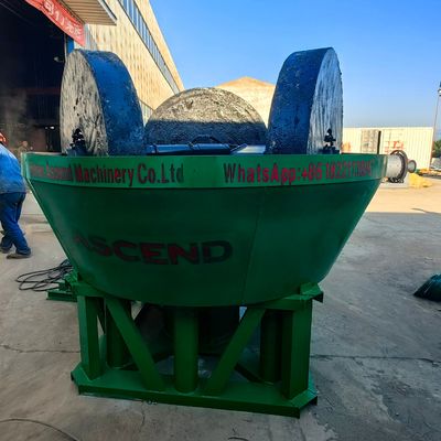 China Ascend 10 Bags Per Hour Three Rollers Water Wet Pan Mill For Gold Silver Ore Stone Grinding Output Size 200 Meshes