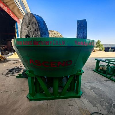 China Ascend 10 Bags Per Hour Three Rollers Water Wet Pan Mill For Gold Silver Ore Stone Grinding Output Size 200 Meshes