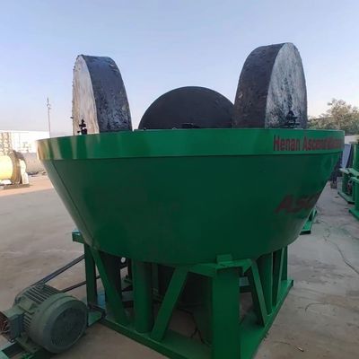 Gold Silver Ore Grinding Machine Three Rollers Wet Pan Mill 1200 Model With 1 Tph Capacity Output Size Within 200 Meshes