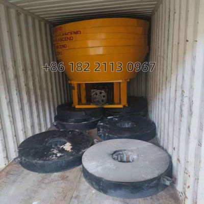 Wear Resistant Wet Pan Mills 1200 Model 8 Bags Per Hour For Gold Powder Making With Two Cast Steel Rollers In Mining