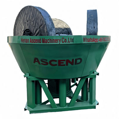 China Ascend 10 Bags Per Hour Three Rollers Water Wet Pan Mill For Gold Silver Ore Stone Grinding Output Size 200 Meshes