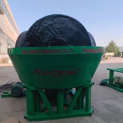 Gold Silver Ore Grinding Machine Three Rollers Wet Pan Mill 1200 Model With 1 Tph Capacity Output Size Within 200 Meshes