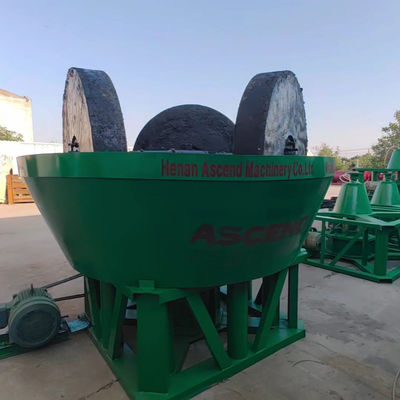 Gold Silver Ore Grinding Machine Three Rollers Wet Pan Mill 1200 Model With 1 Tph Capacity Output Size Within 200 Meshes